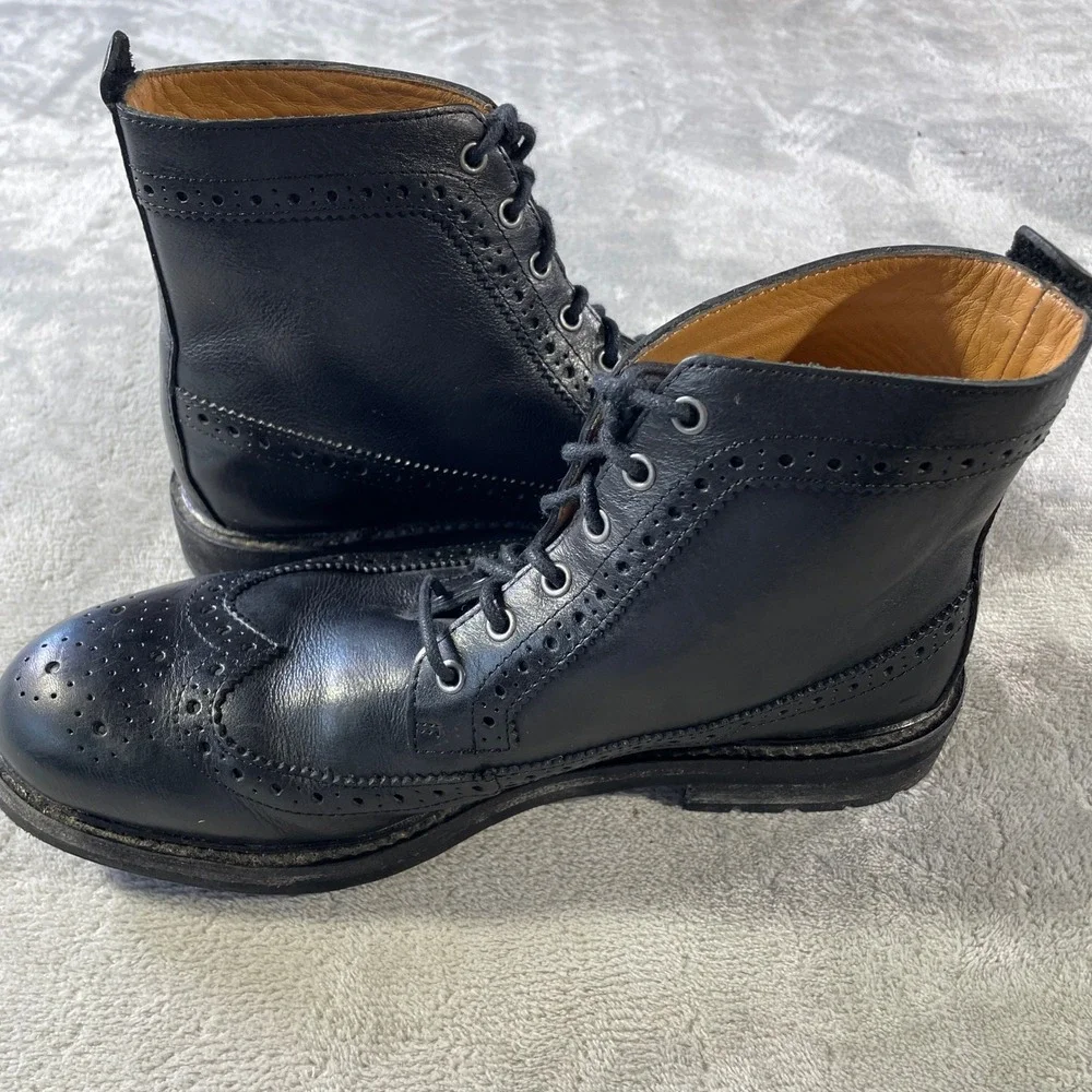 Polo Ralph Lauren‎ Brogue Chukka Boots Nickson Mens 9 Black Leather Wingtip